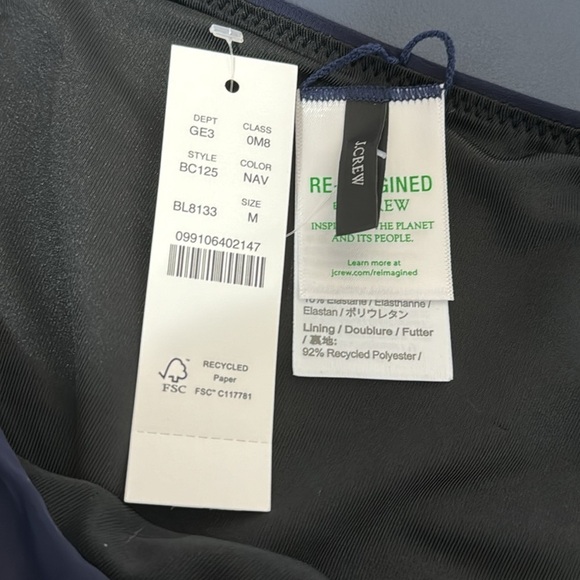 J. Crew Bikini Bottom Women's M Navy Curved Waist Cheeky New BC125 7844 - Picture 7 of 13